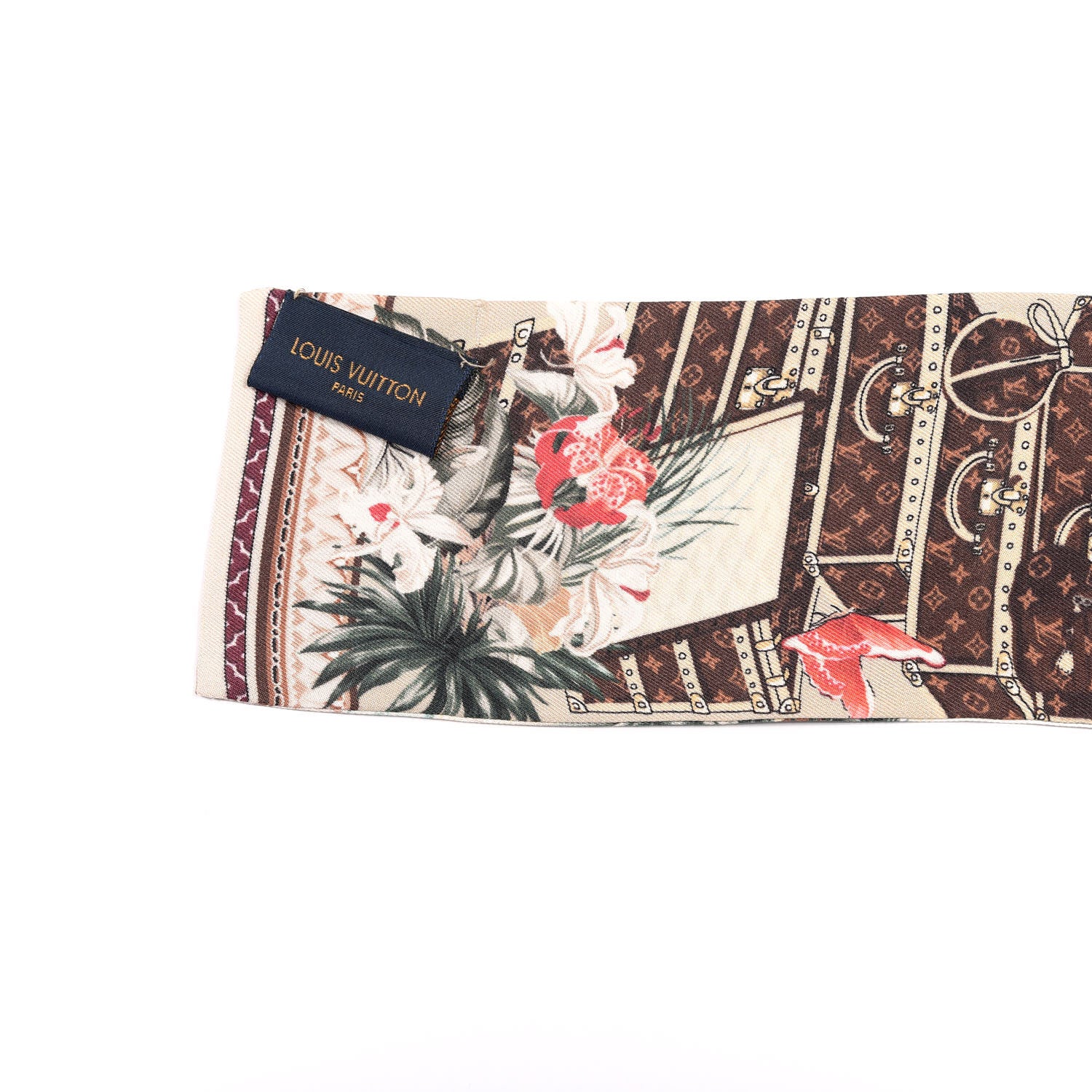 Louis Vuitton Silk Voyage Extraordinaire Bandeau Beige Green 2 of 3