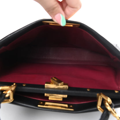 Fendi Vitello Morgan Shiny Nappa Medium Peekaboo Iconic Satchel Black Ciliegia 6 of 13