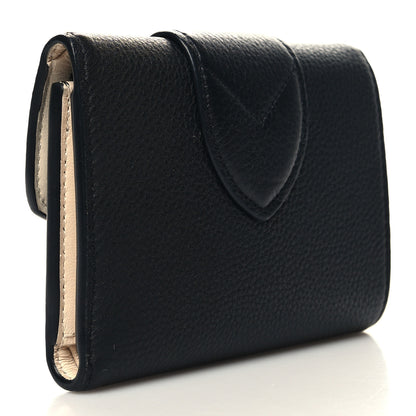 Louis Vuitton Grained Calfskin LV Pont 9 Compact Wallet Black 3 of 9