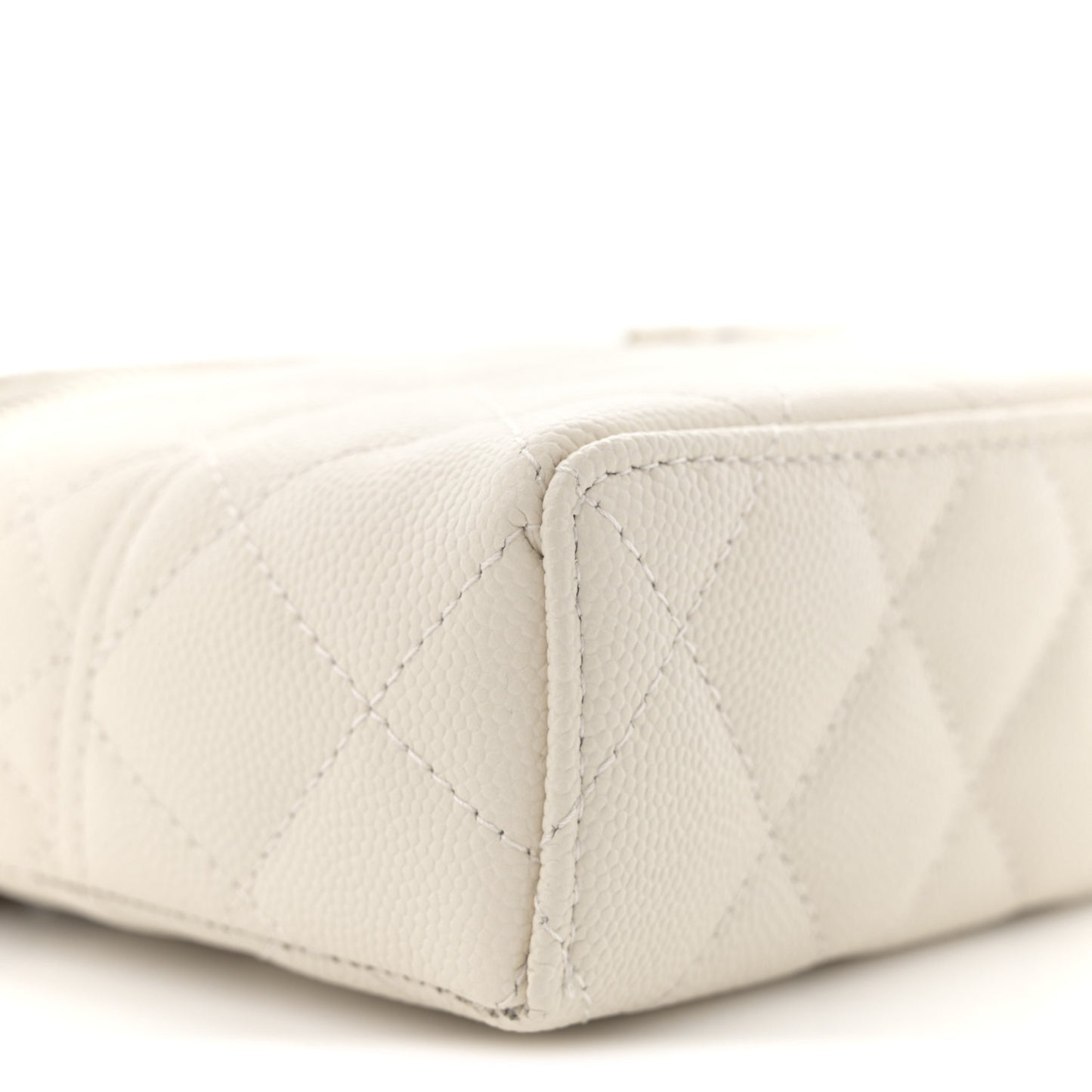 Caviar Quilted Trendy Handle Slim Vanity Ecru