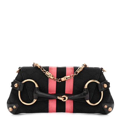 Gucci Monogram Horsebit Web Clutch Black 1 of 13
