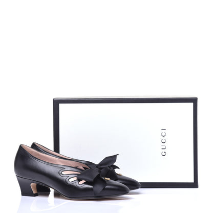 Gucci Malaga Kid Bow Berith Low Heel Pumps 37.5 Black 10 of 10