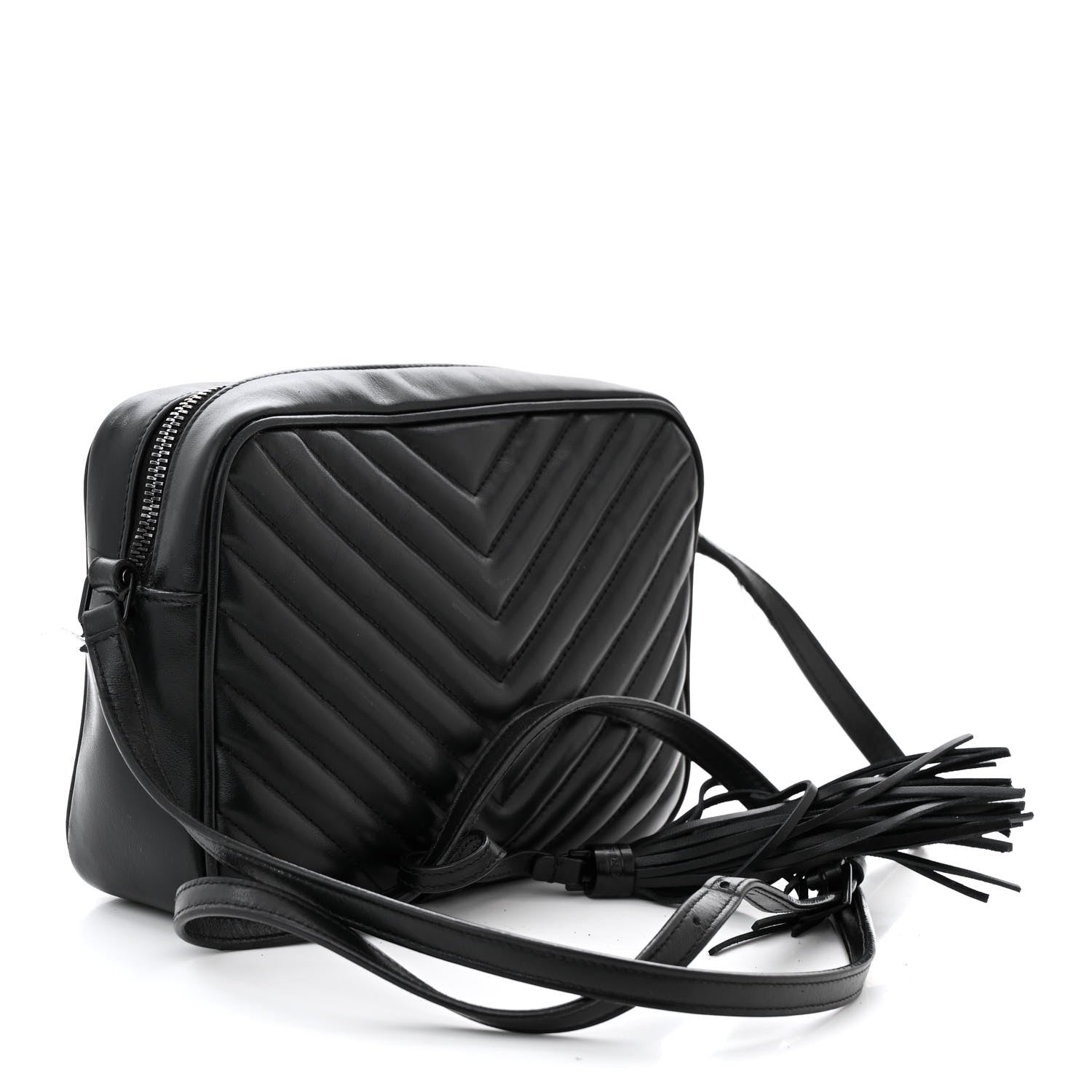 Saint Laurent Calfskin Matelasse Monogram Monochrome Lou Camera Bag Black 3 of 16