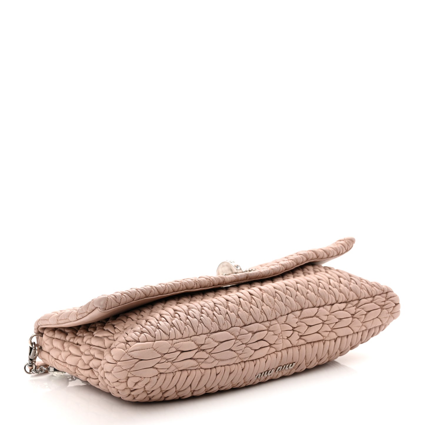 Nappa Matelasse Crystal Flap Clutch Cammeo