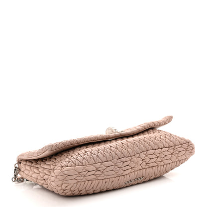 Miu Miu Nappa Matelasse Crystal Flap Clutch Cammeo 4 of 11