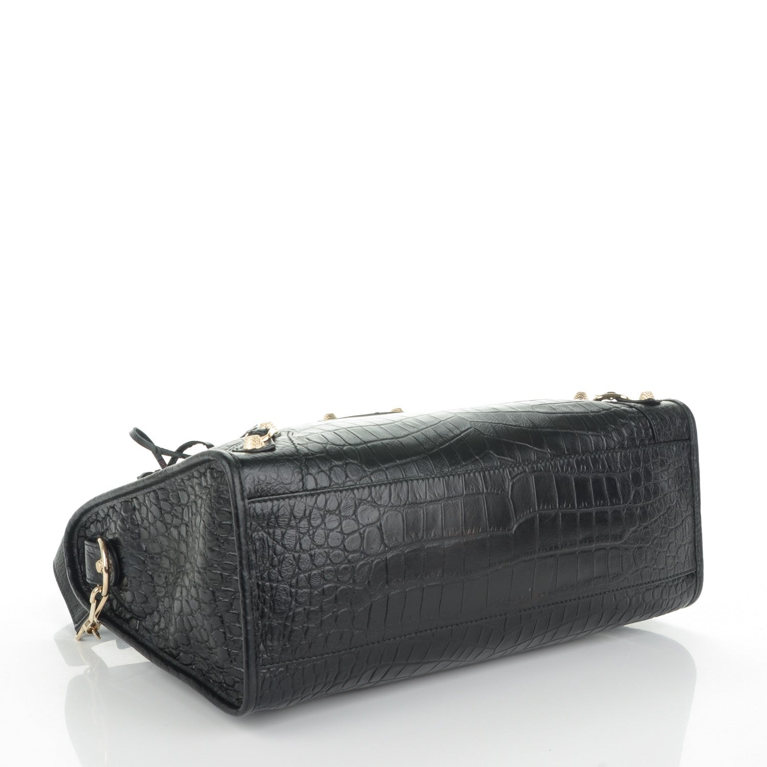 Balenciaga Calfskin Crocodile Embossed Giant 12 Gold Hardware City Black 4 of 7