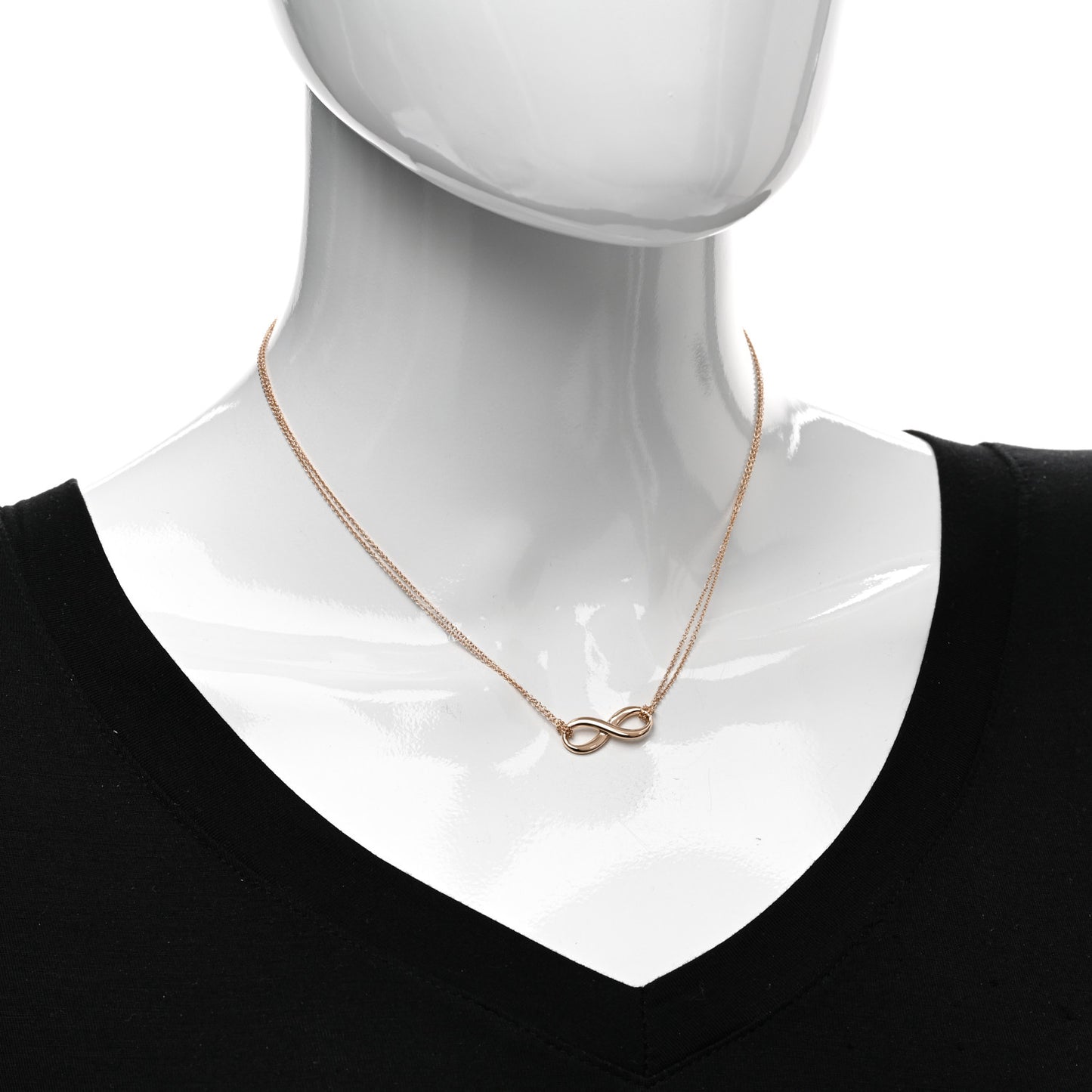 18K Rose Gold Infinity Double Chain Pendant Necklace