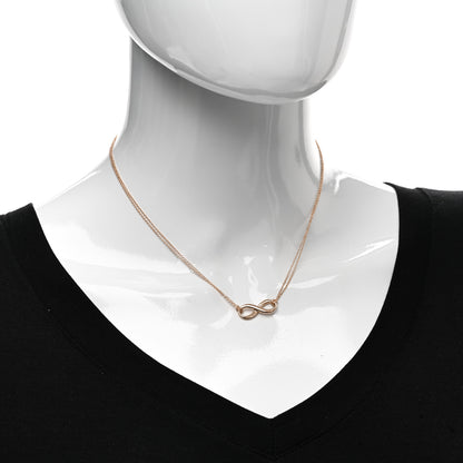 Tiffany 18K Rose Gold Infinity Double Chain Pendant Necklace 2 of 4