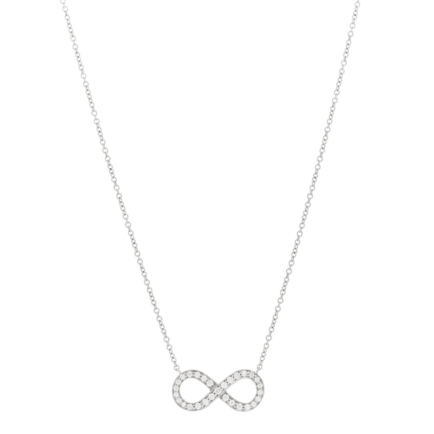 Tiffany Platinum Diamond Infinity Pendant Necklace 1 of 4