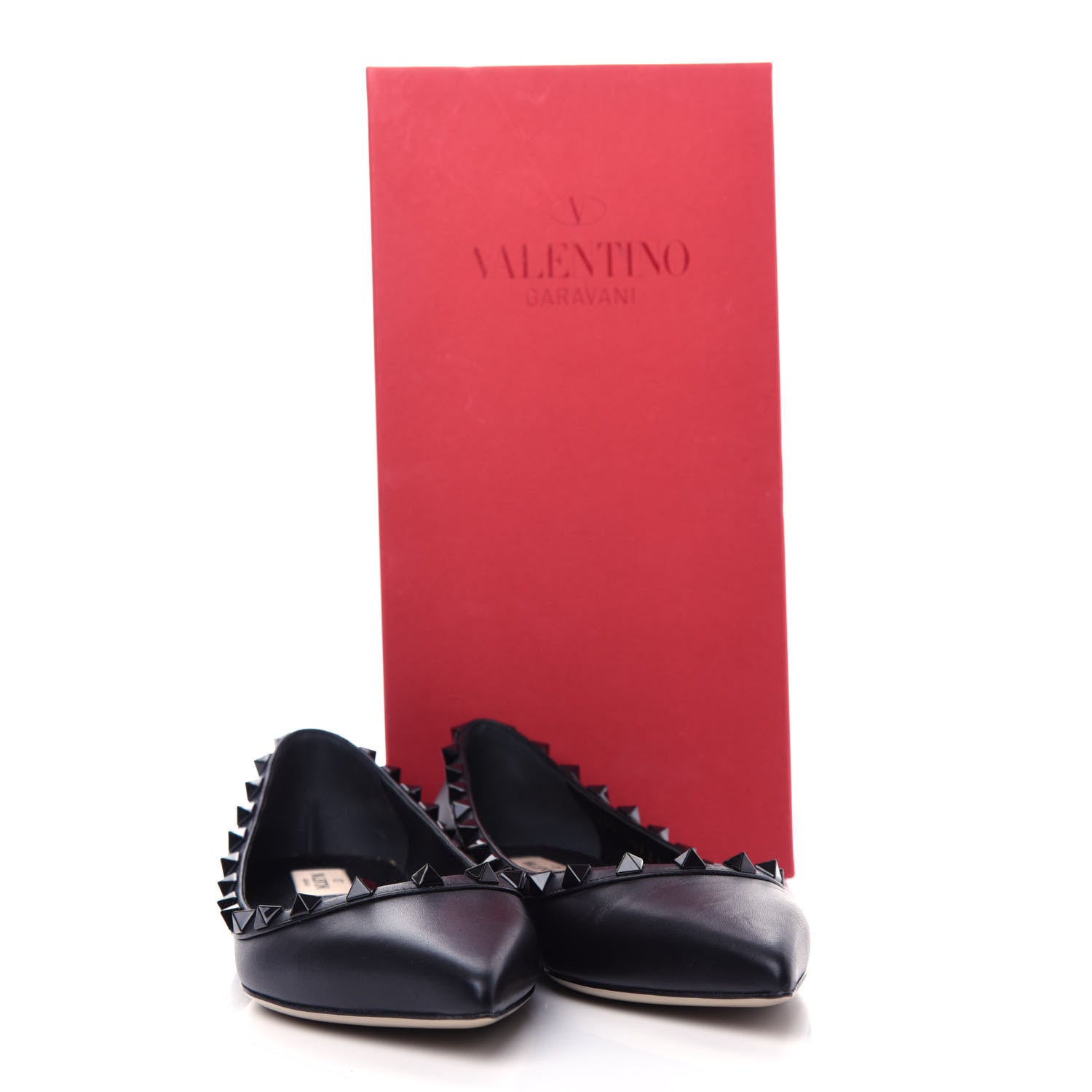 Valentino Garavani Calfskin Lacquered Monochrome Rockstud Ballerina Flats 37.5 Black 11 of 11