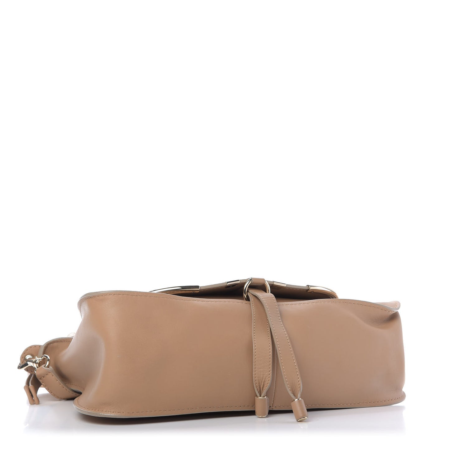 Calfskin Medium Marcie Metal Bar Trim Satchel Beige