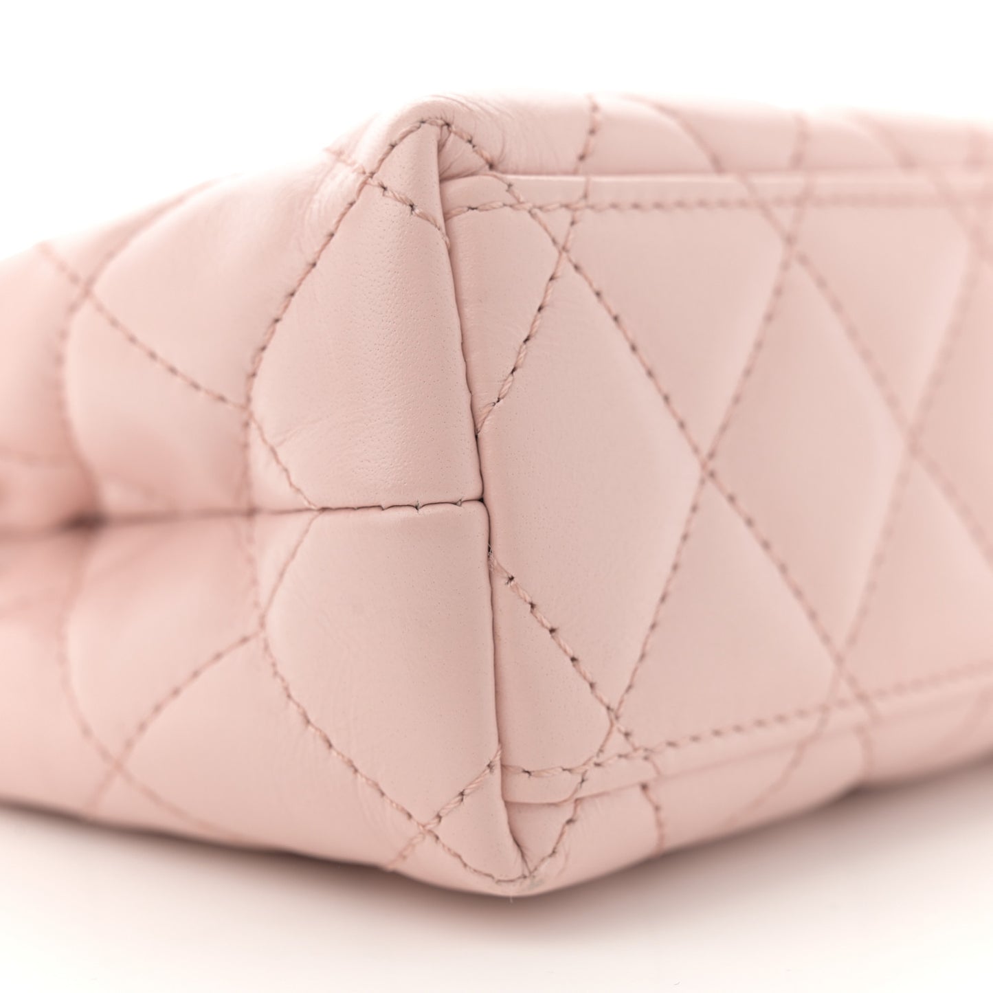 Shiny Aged Calfskin Quilted Nano Kelly Shopper Light Pink