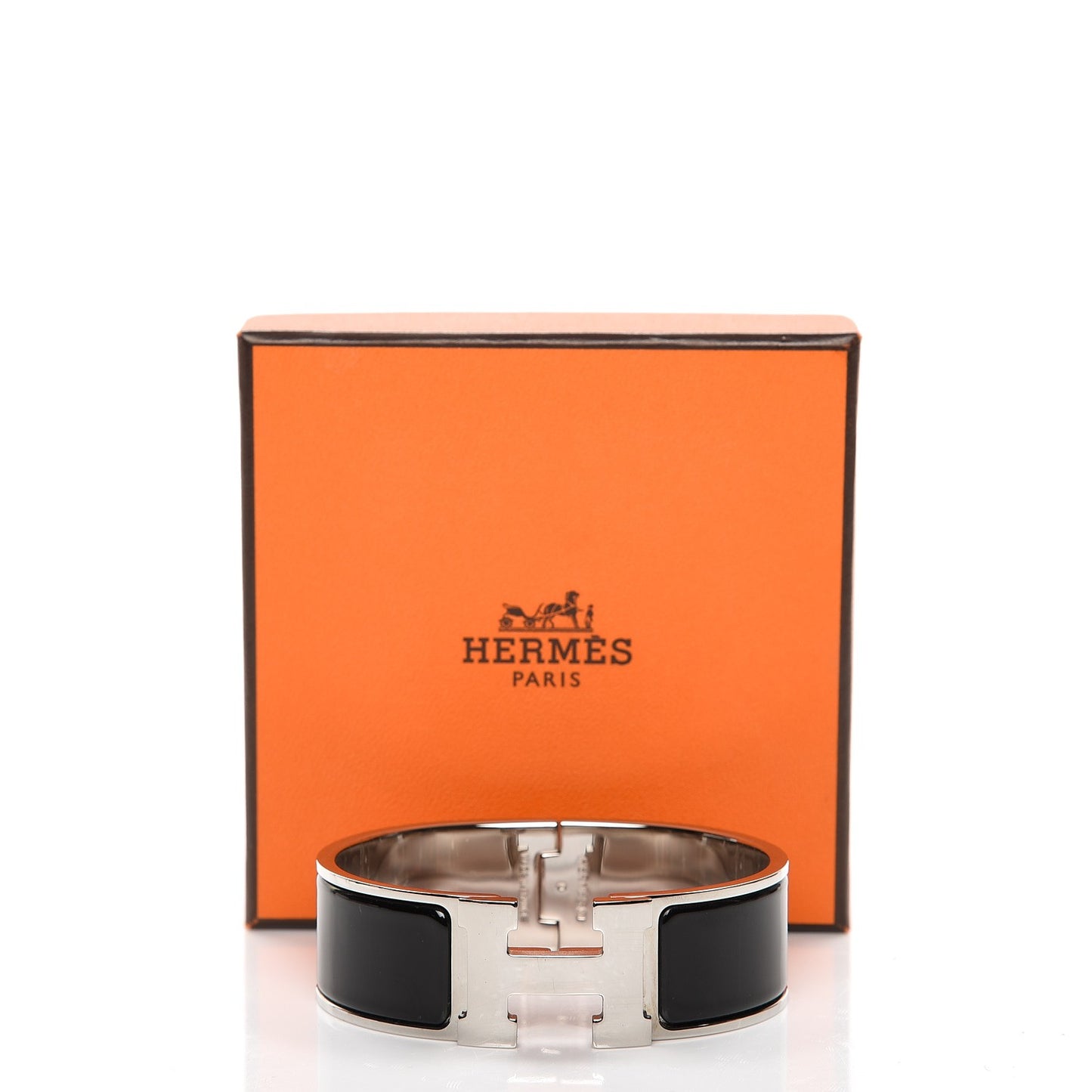 Enamel Wide Clic Clac H Bracelet GM Black