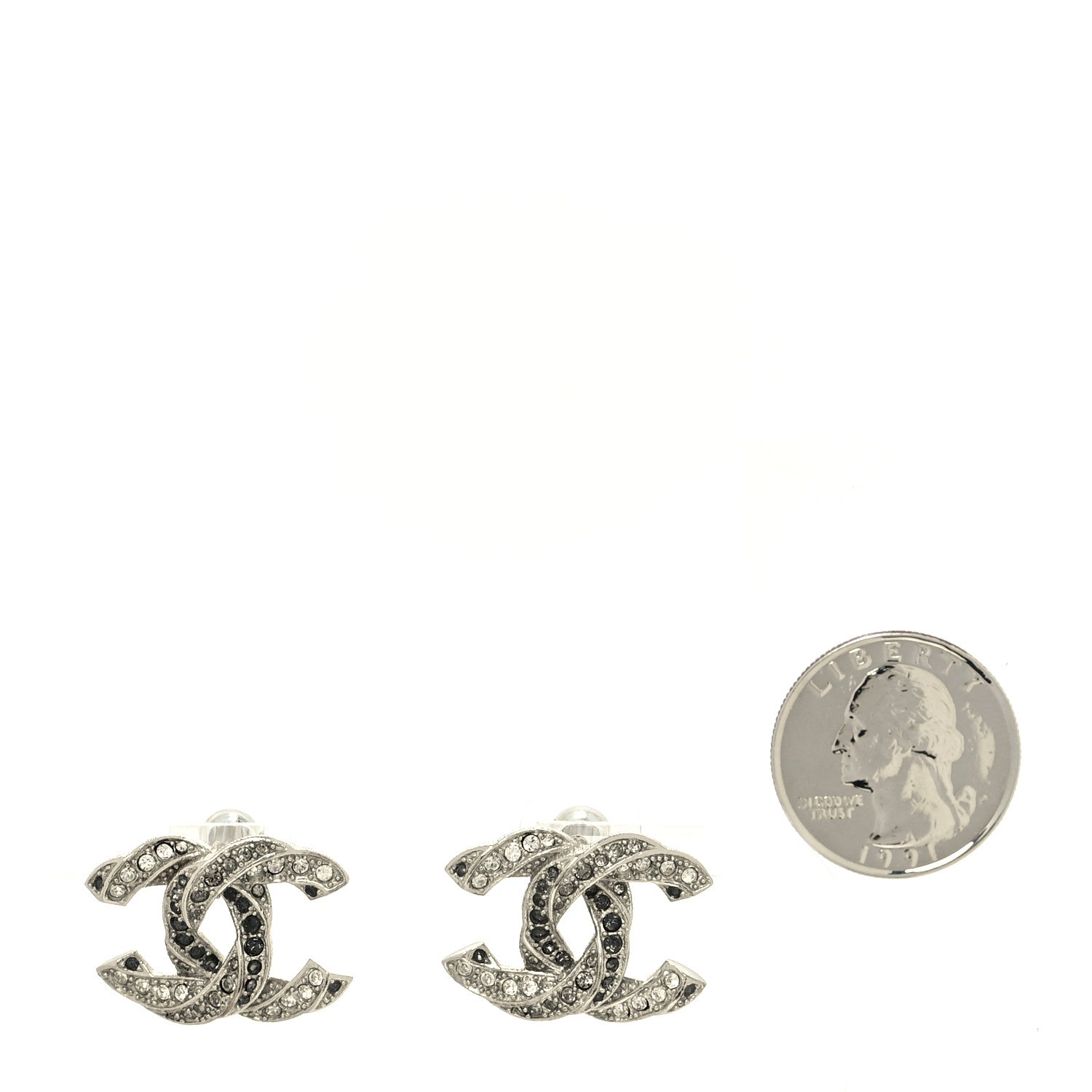 Chanel Crystal CC Twisted Earrings Silver 2 of 4