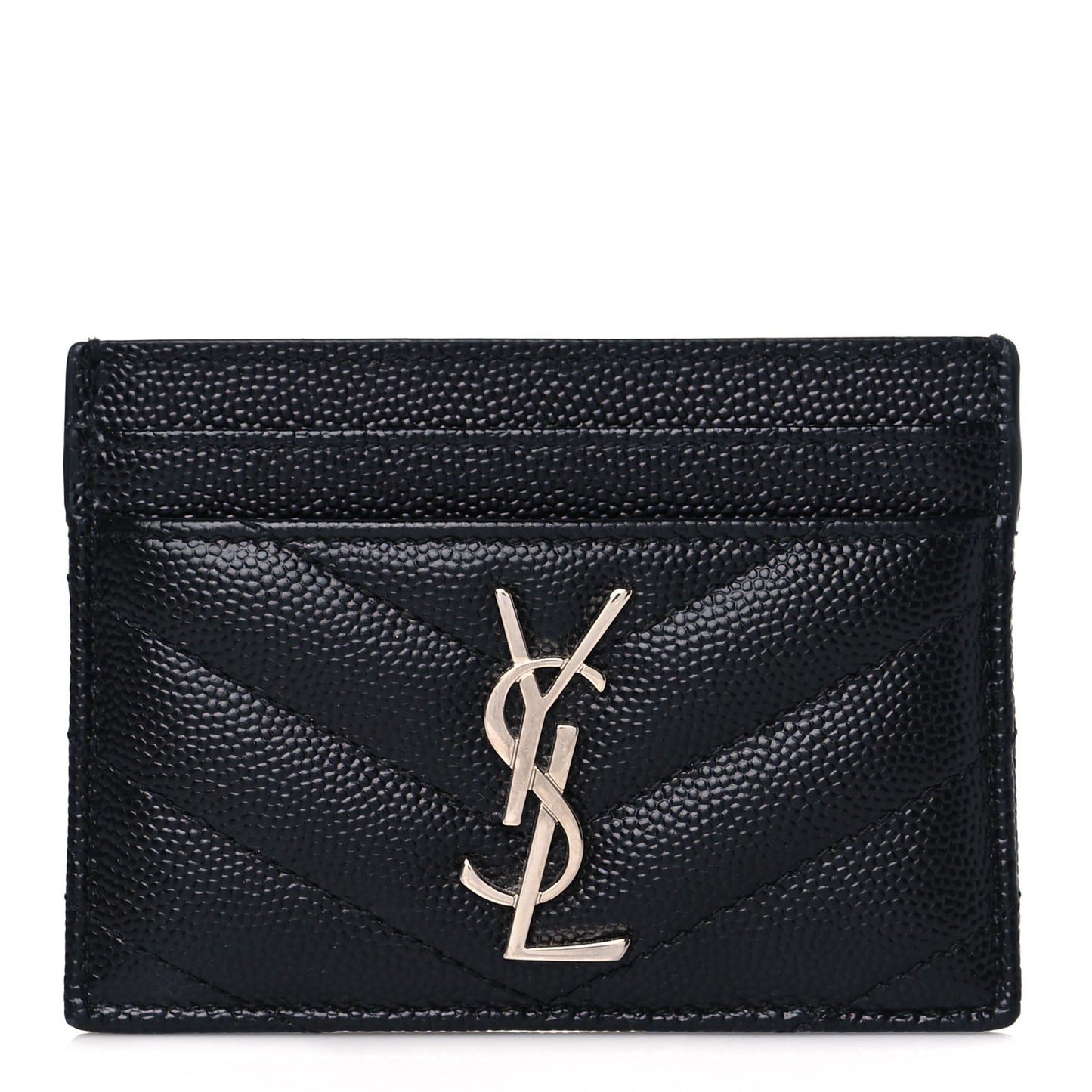 Grain De Poudre Matelasse Chevron Monogram Credit Card Case Black
