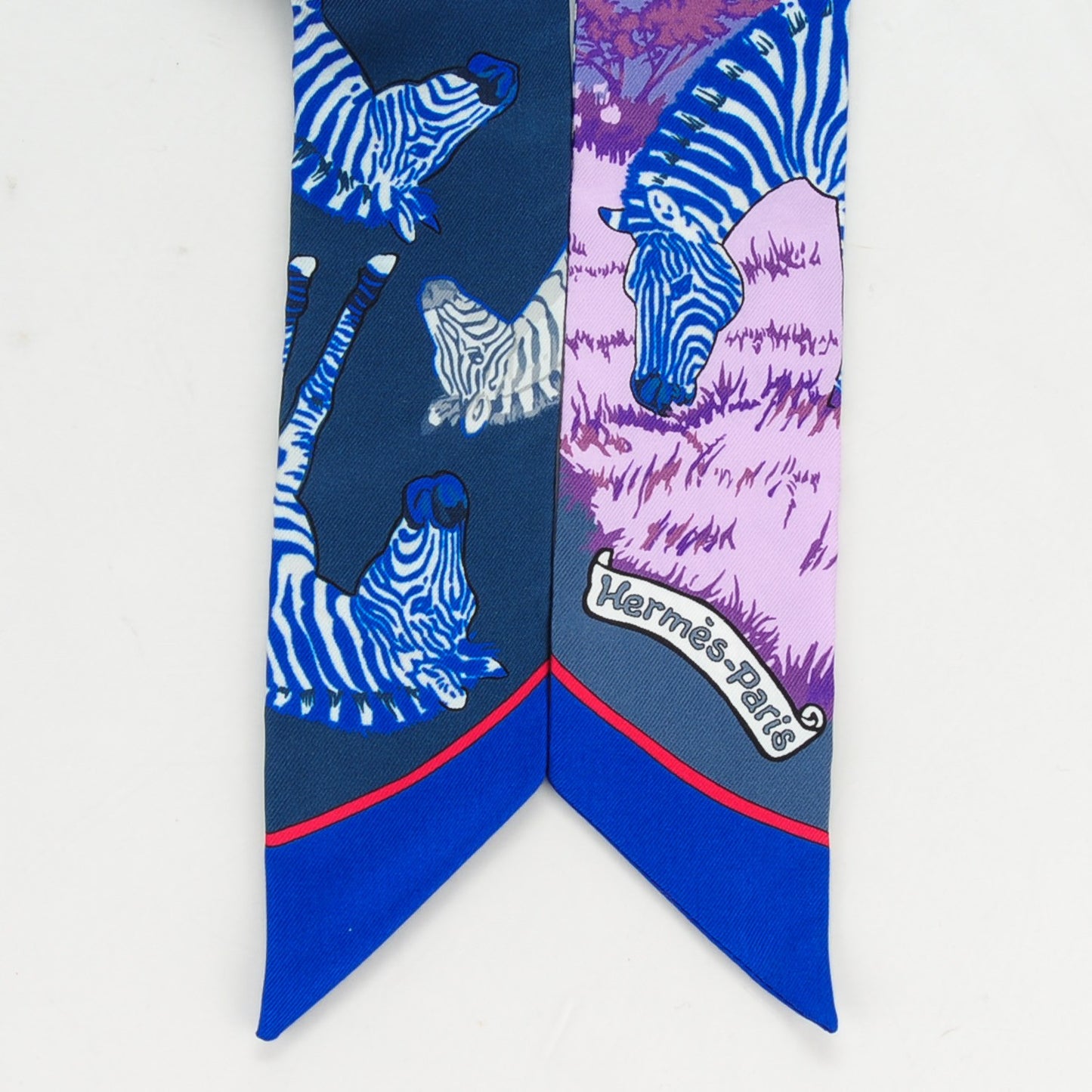 Silk Les Zebres Twilly Ardoise Bleu Roy Parme