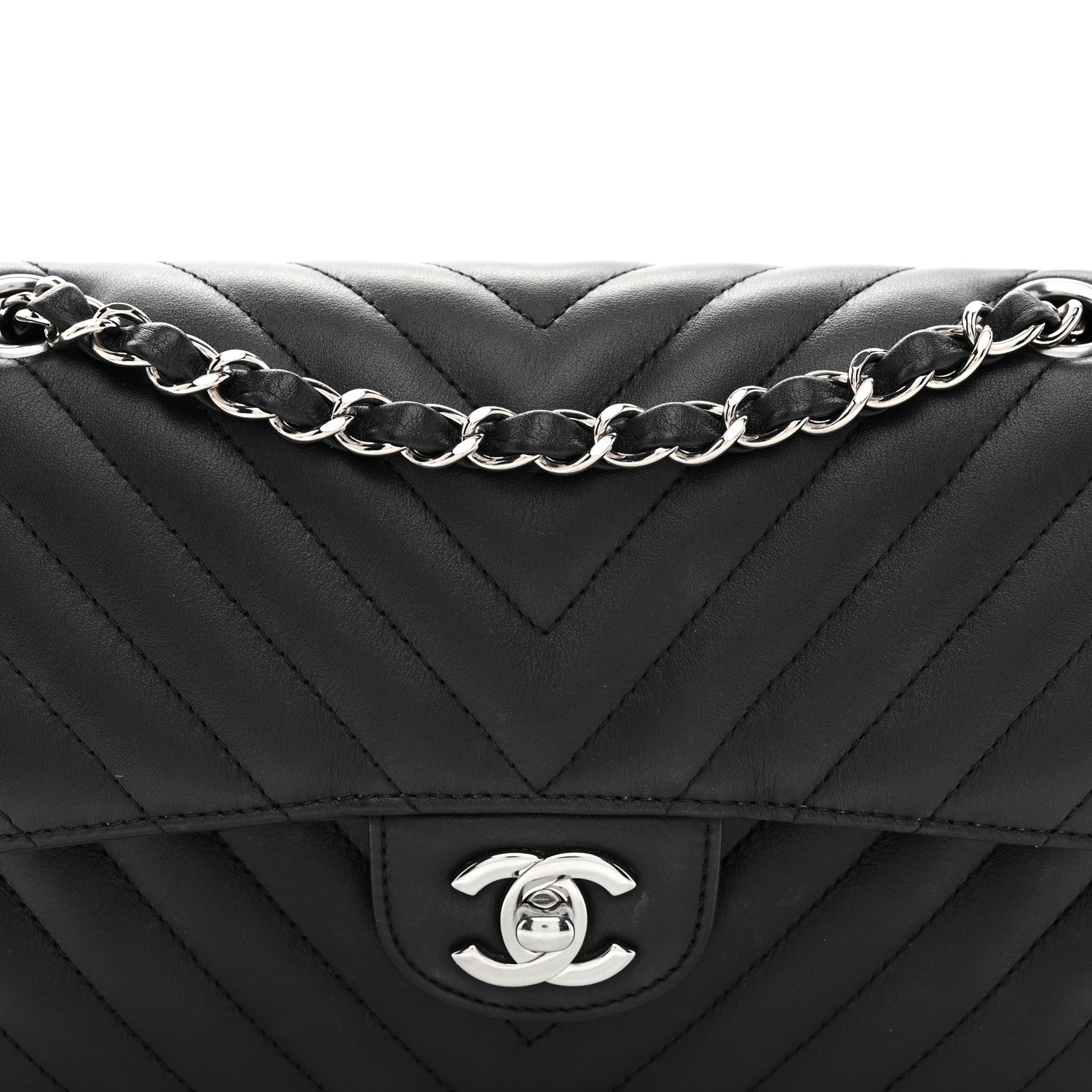 Chanel Calfskin Chevron Quilted Small Double Flap Black 8 of 10