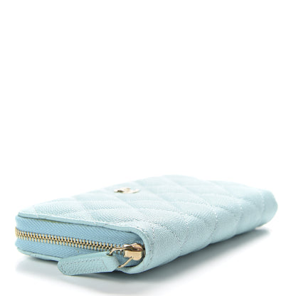 Chanel Caviar Quilted Medium Zip Around Wallet Light Blue 4 of 9