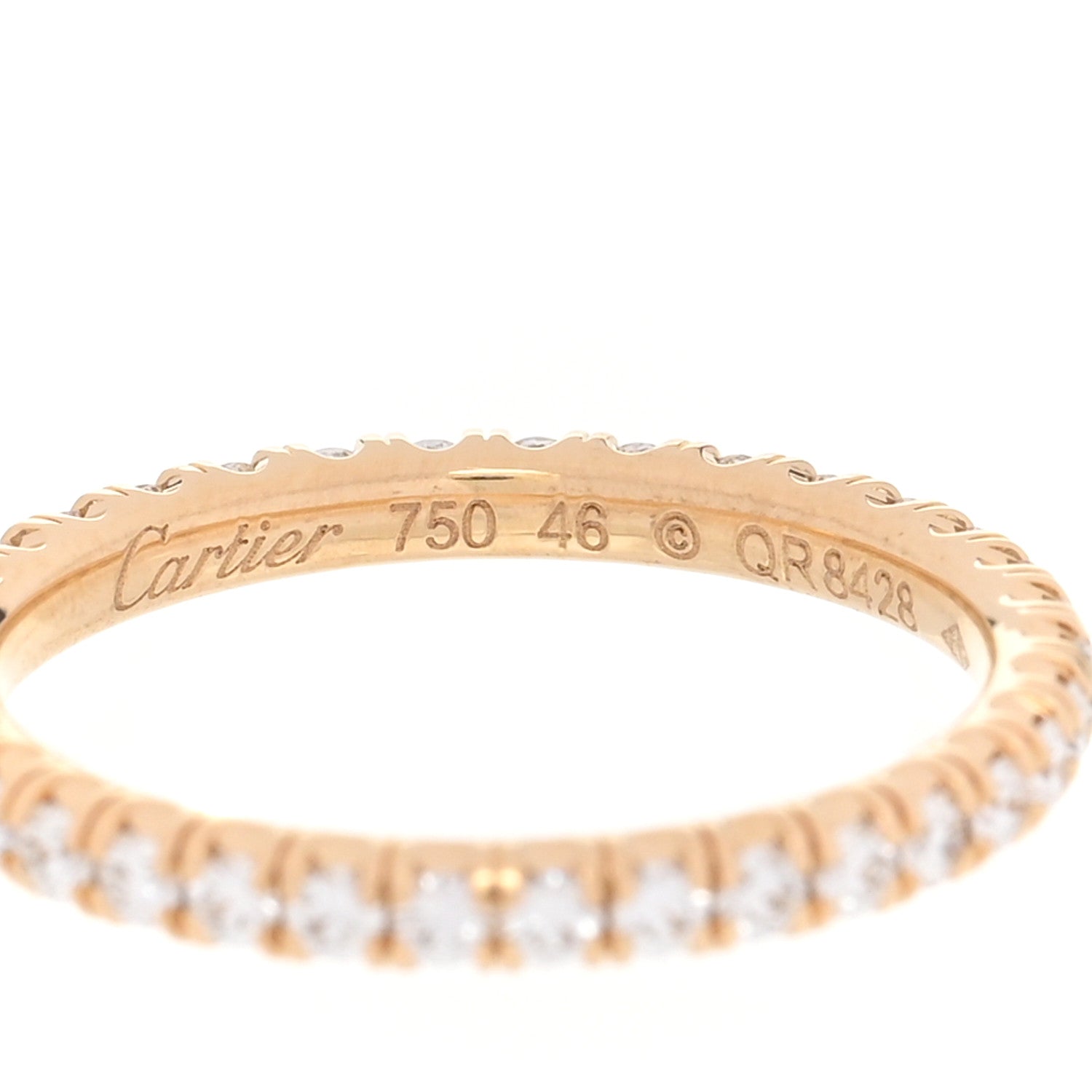 Cartier 18K Yellow Gold Diamond 2mm Etincelle de Cartier Wedding Band Ring 46 3.75 4 of 5