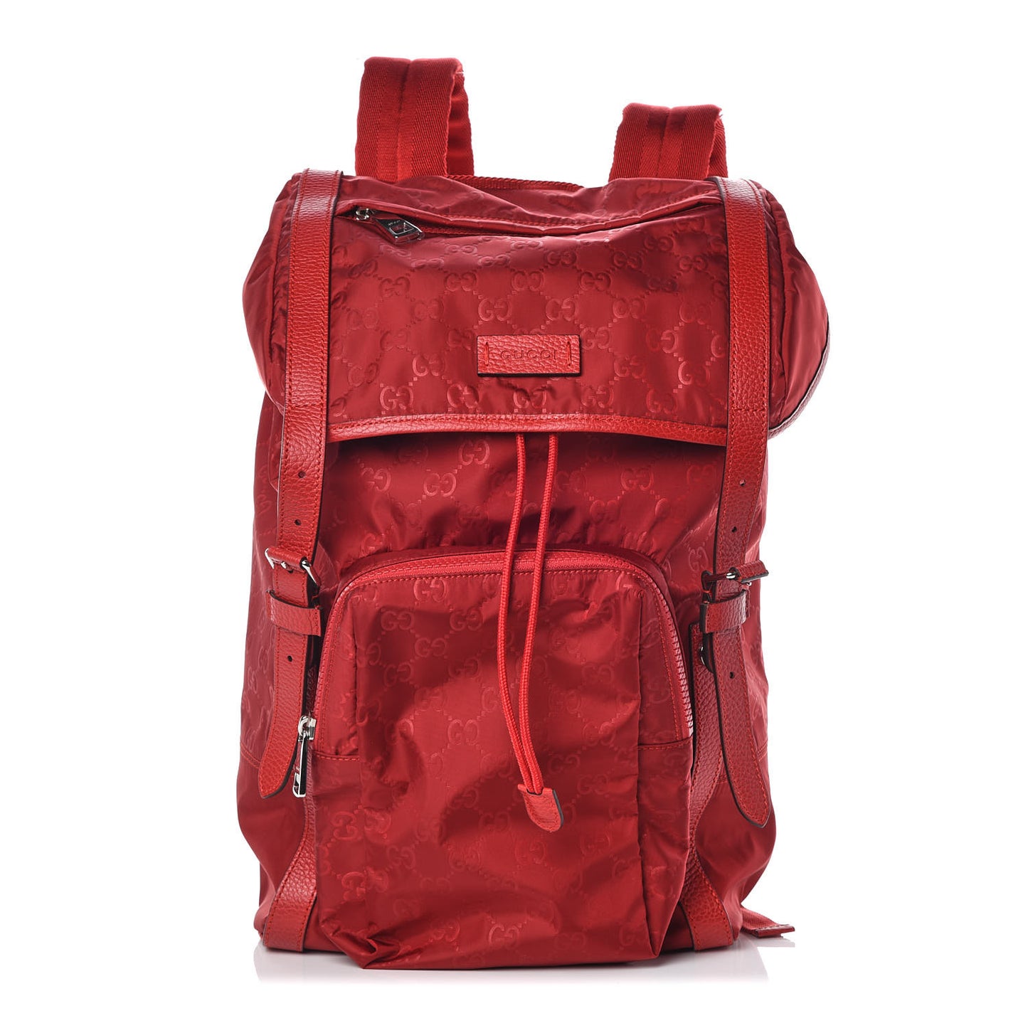 Nylon Monogram Dollar Calfskin Medium Light Double Buckle Backpack Vibrant Red