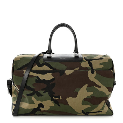 Saint Laurent Gabardine Camouflage Duffle Bag Black Green 1 of 9