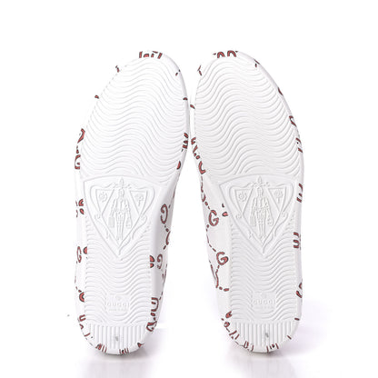 Gucci Calfskin GucciGhost Print Mens Ace Sneakers 8 White Hibiscus Red 6 of 11
