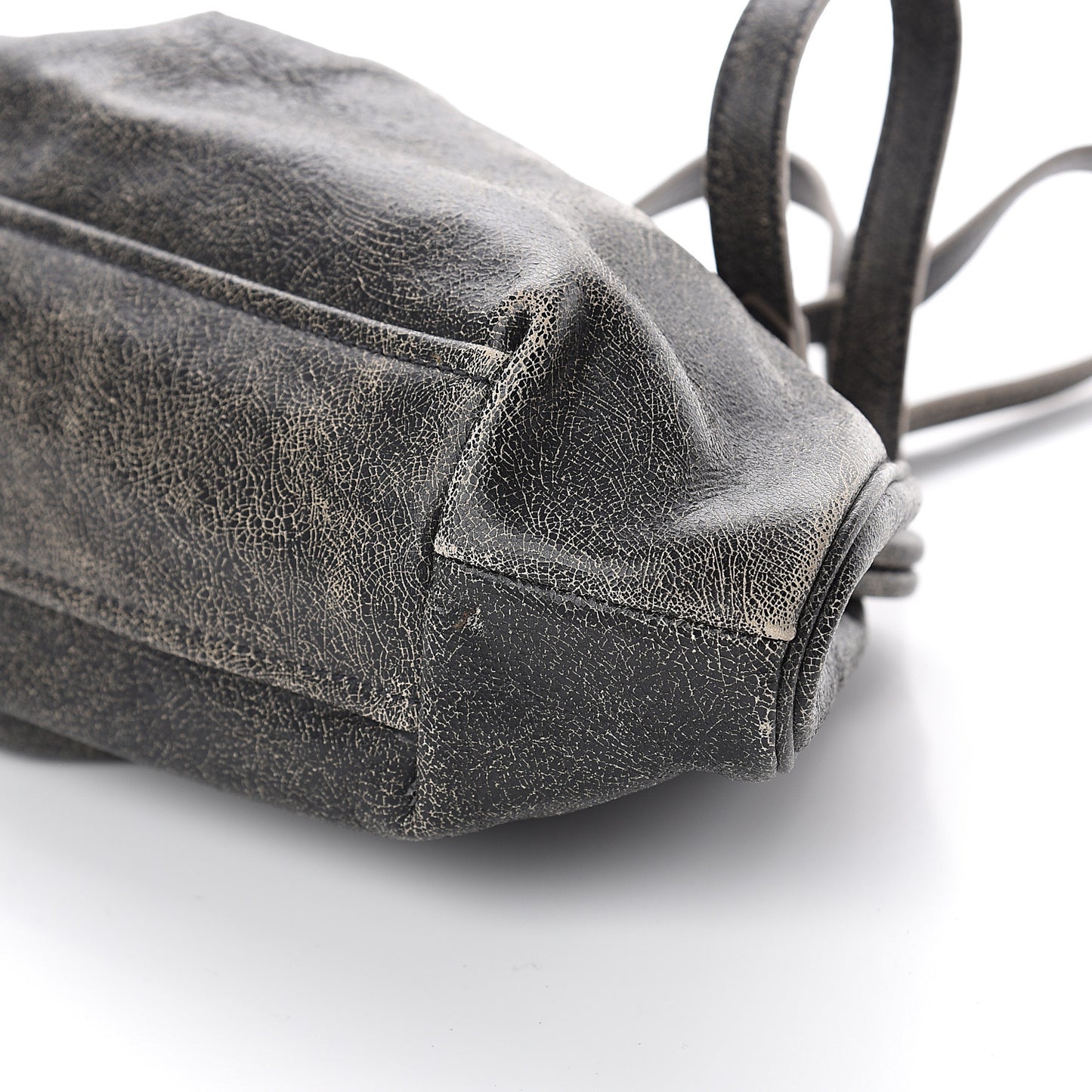 Calfskin Craquele Frame Shoulder Bag Black