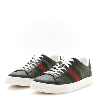 Gucci GG Supreme Monogram Web Mens New Ace Sneakers 11 Green 4 of 9