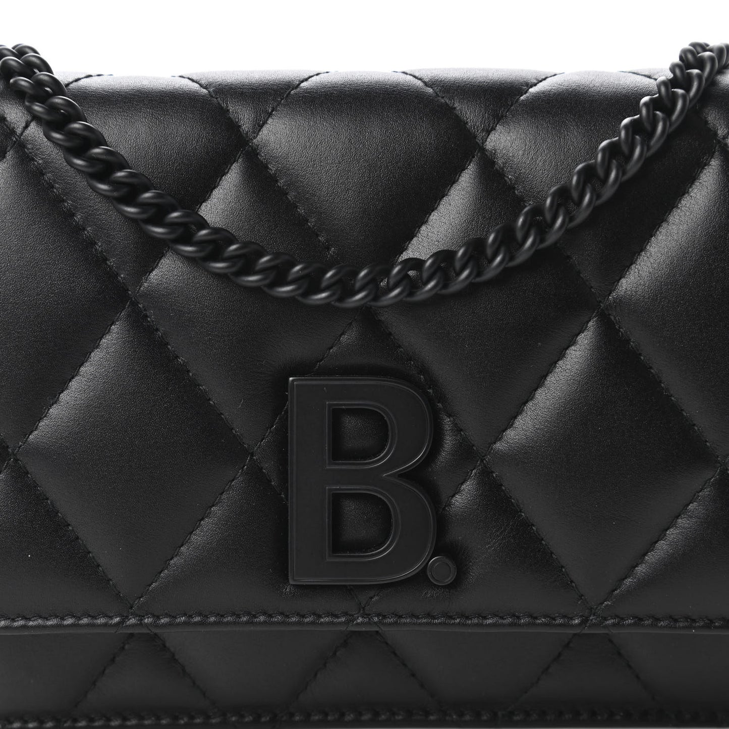 Calfskin Quilted Touch B Wallet on Chain Black