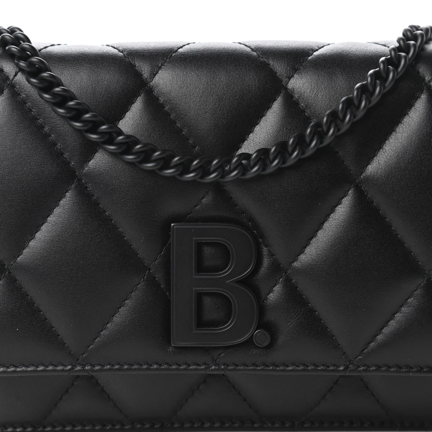Balenciaga Calfskin Quilted Touch B Wallet on Chain Black 9 of 9