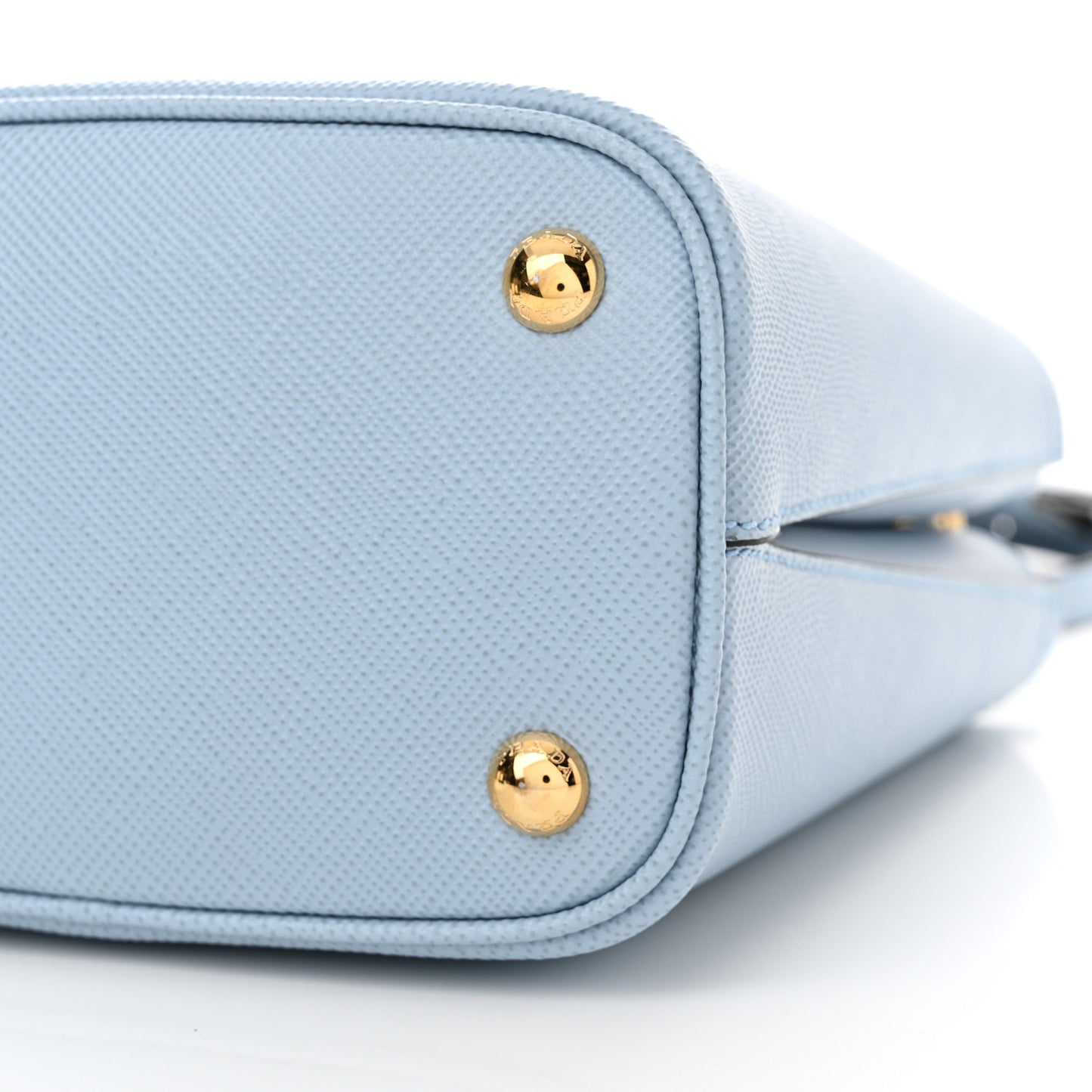 Saffiano Cuir Calfskin Small Panier Bucket Bag Celeste