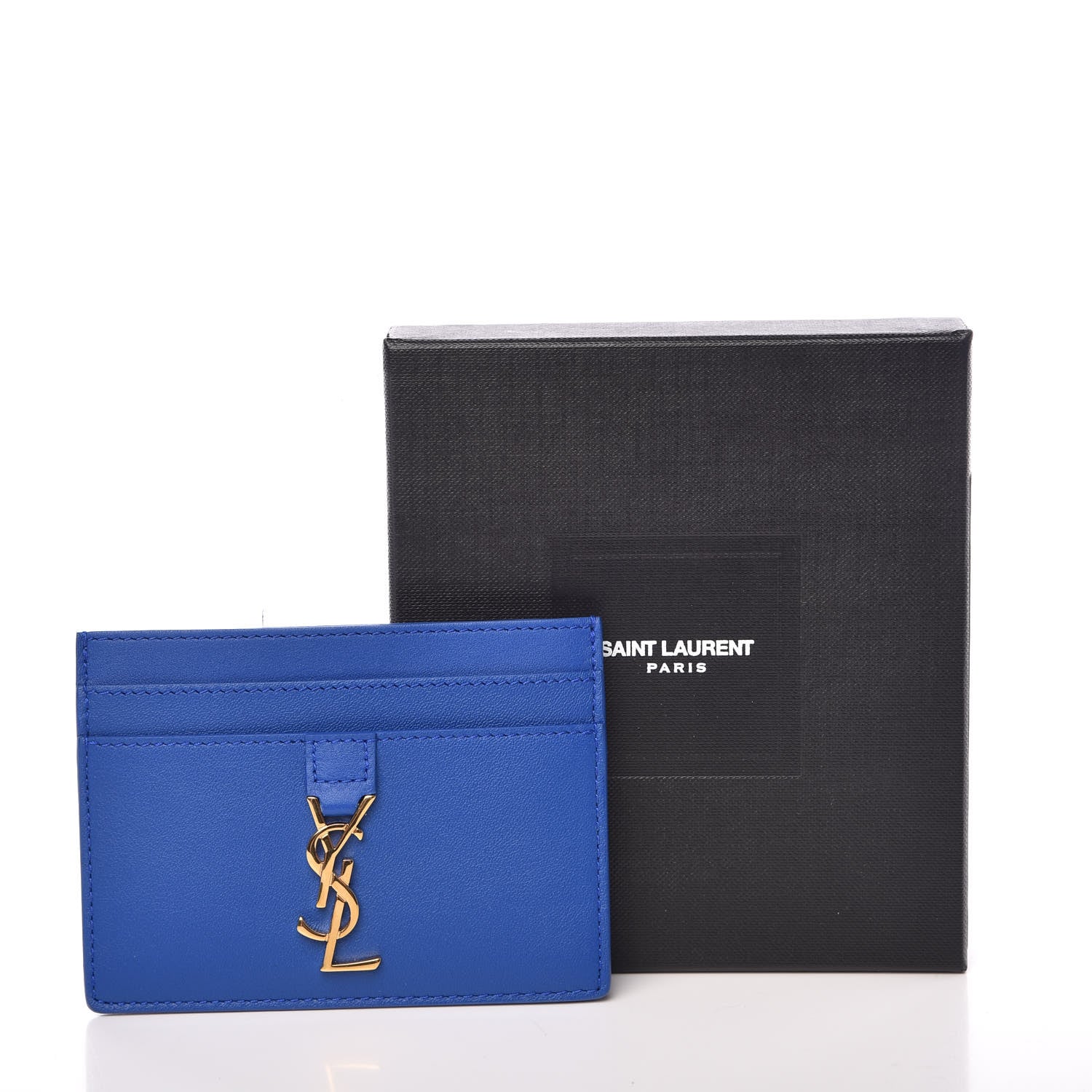 Saint Laurent Calfskin Monogram Credit Card Case Blue Majorelle 8 of 8