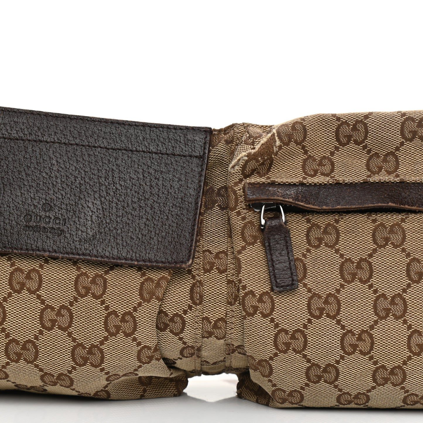 GG Monogram Double Pocket Belt Bag Dark Brown