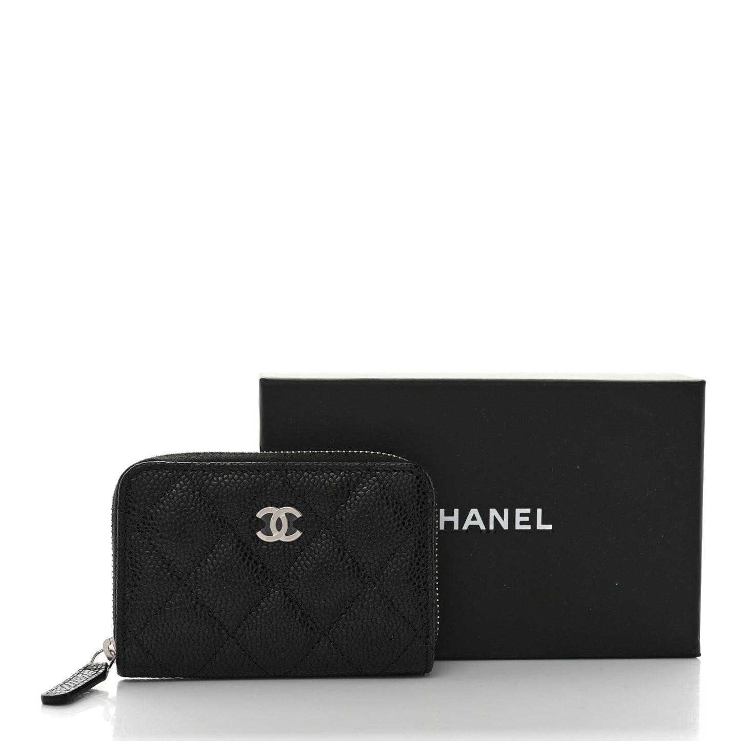 Caviar Quilted Classic Zipped Coin Purse Black