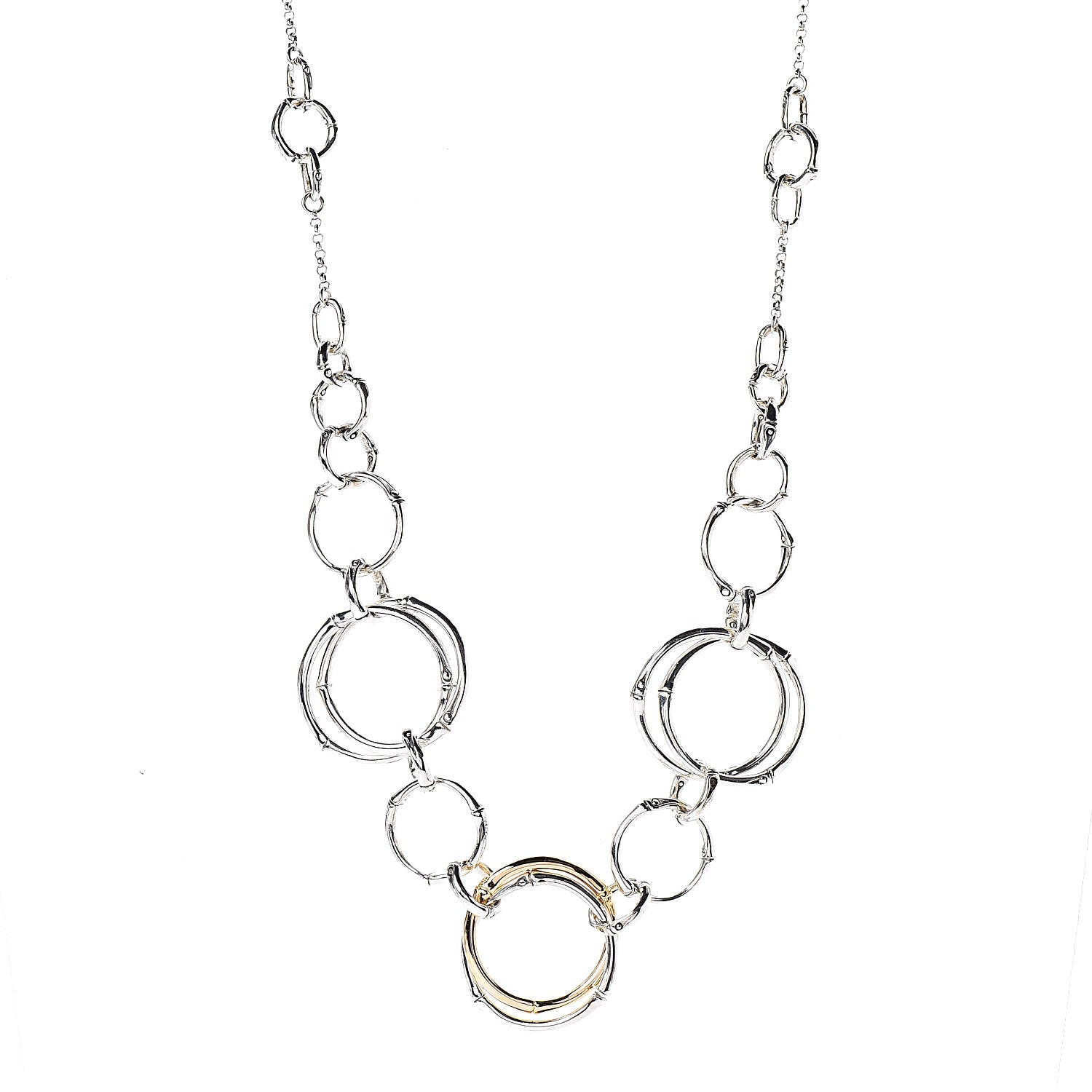 John Hardy Sterling Silver 18K Yellow Gold Bamboo Circles Sautoir Necklace 1 of 4