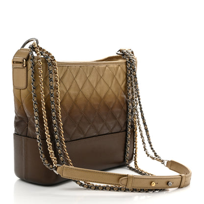 Chanel Metallic Goatskin Quilted Medium Gabrielle Hobo Dark Gold Bronze 3 of 10