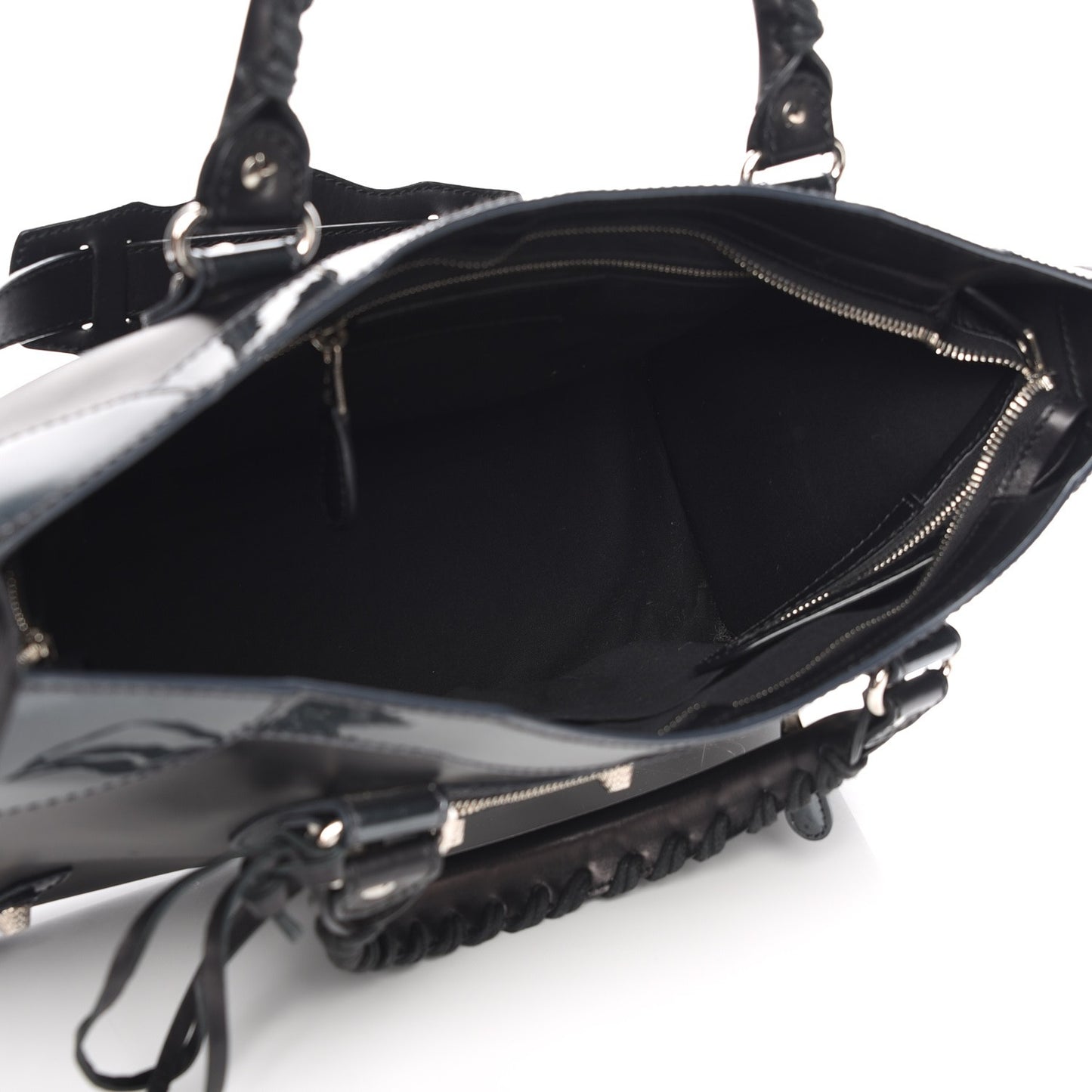 Smooth Calfskin Metallic Patent Giant 12 Silver Hardware City Black Gris