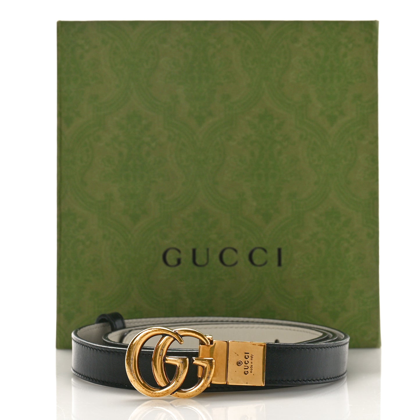 Plutone Calfskin Double G Reversible 20mm Belt 95 38 Black Mystic White