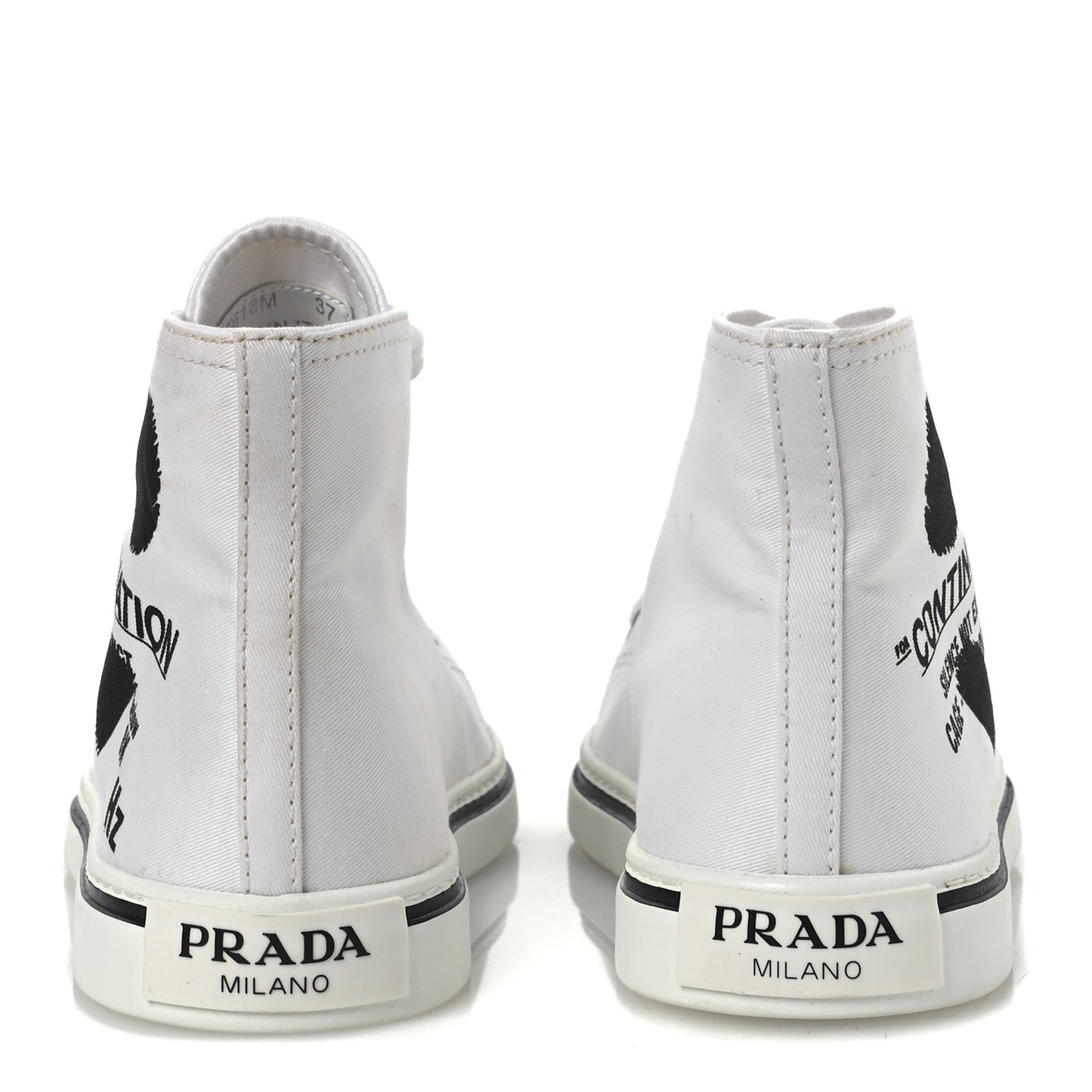 Canvas Polka Dot Point Toe High Top Sneakers 37 White Black