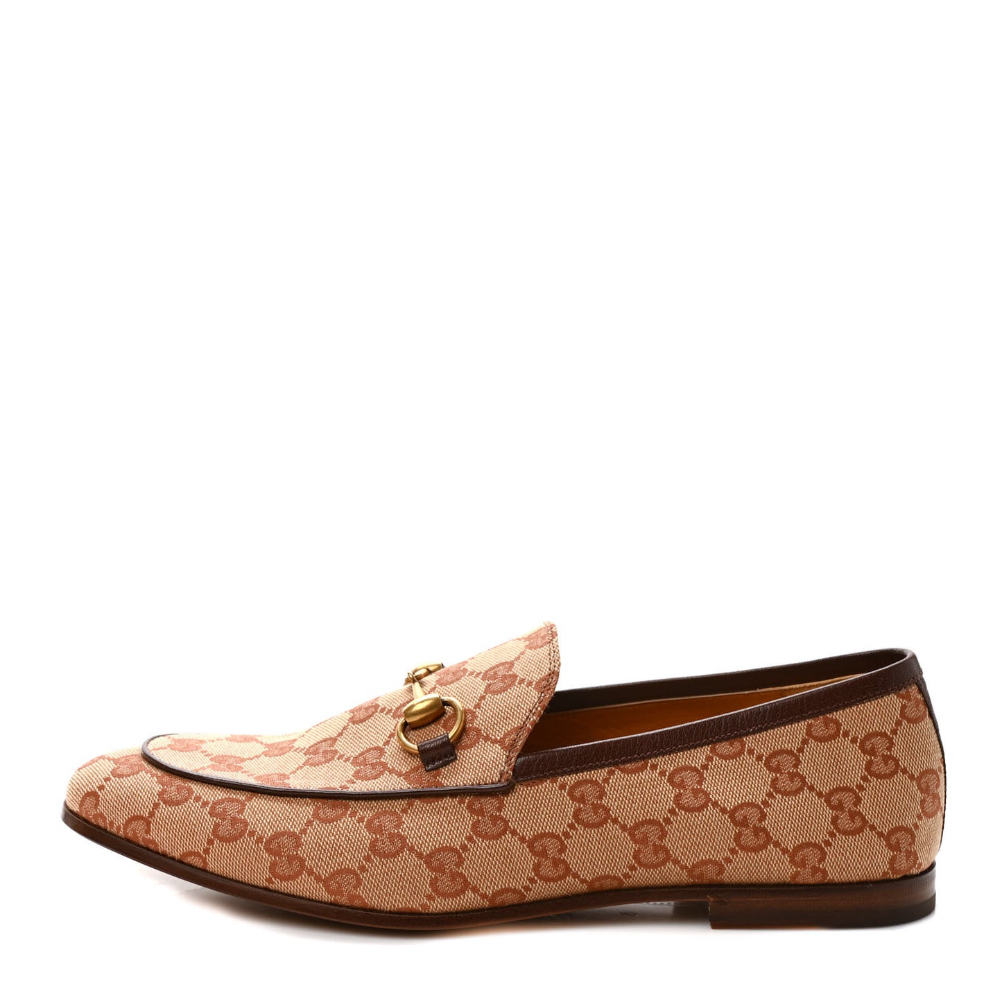 Canvas GG Monogram Horsebit Mens Jordaan Loafers 8 Beige Ruggine Light Brown