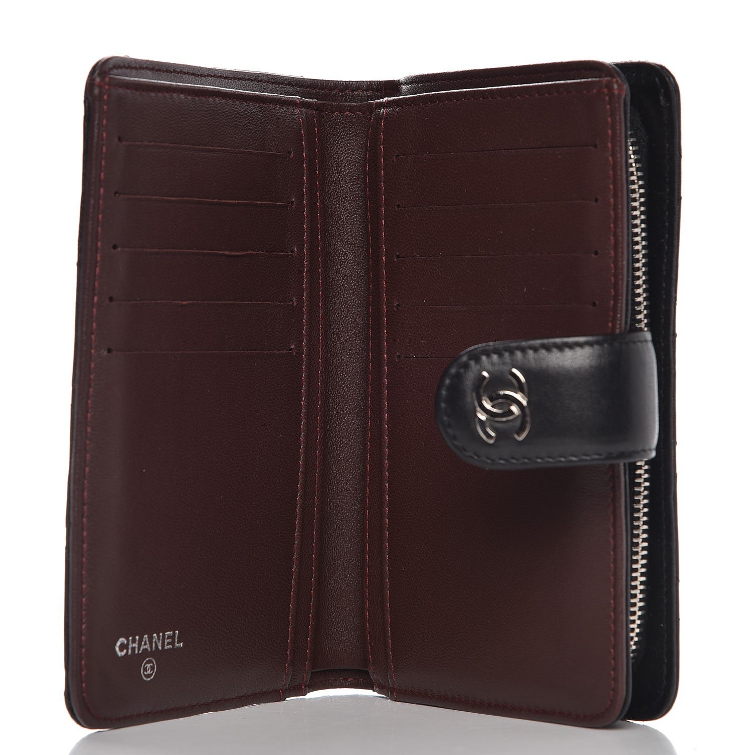Chanel Lambskin Quilted Zipped Pocket Wallet Black 5 of 10