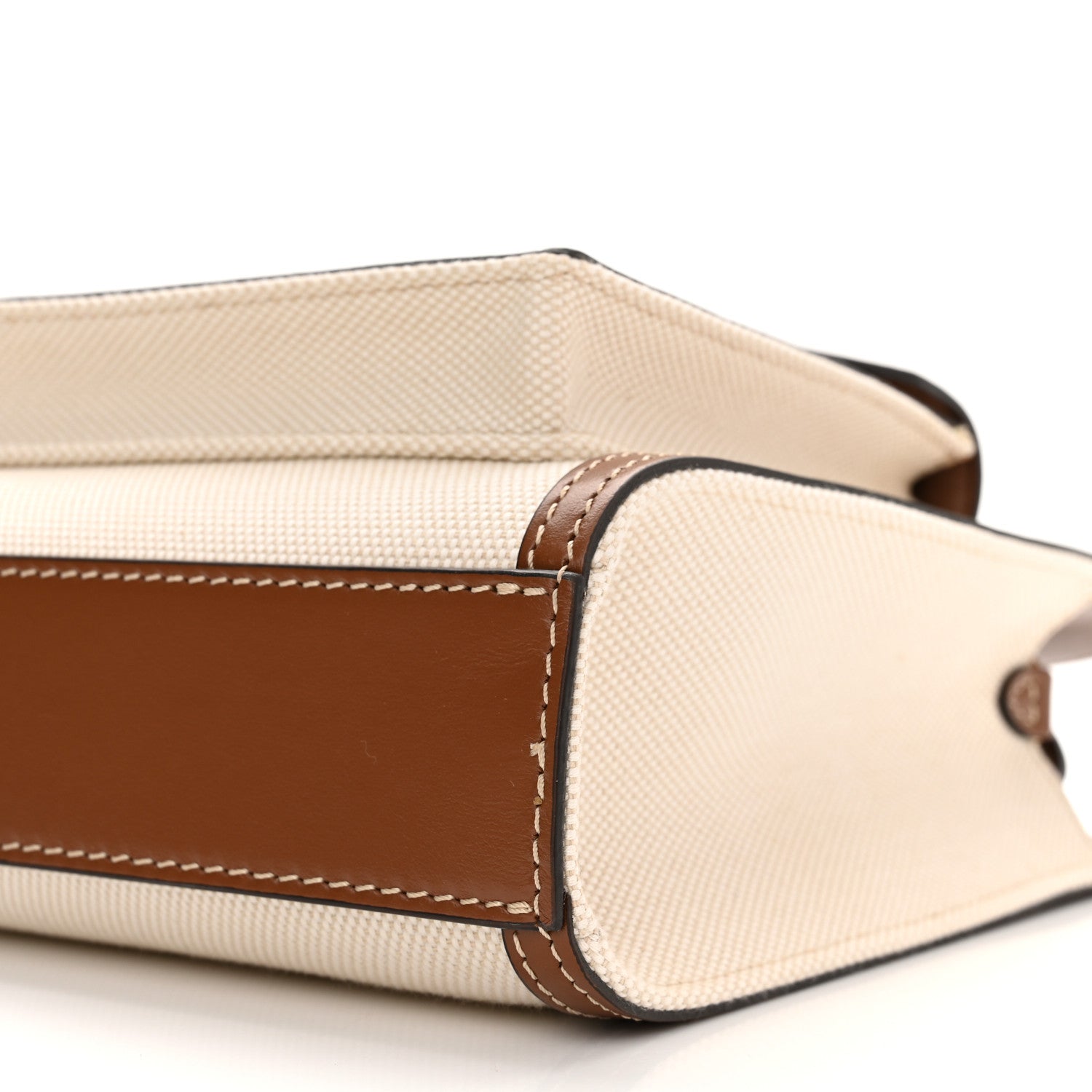 Burberry Canvas Smooth Calfskin Two Tone Mini Pocket Bag Natural Malt Brown 10 of 10