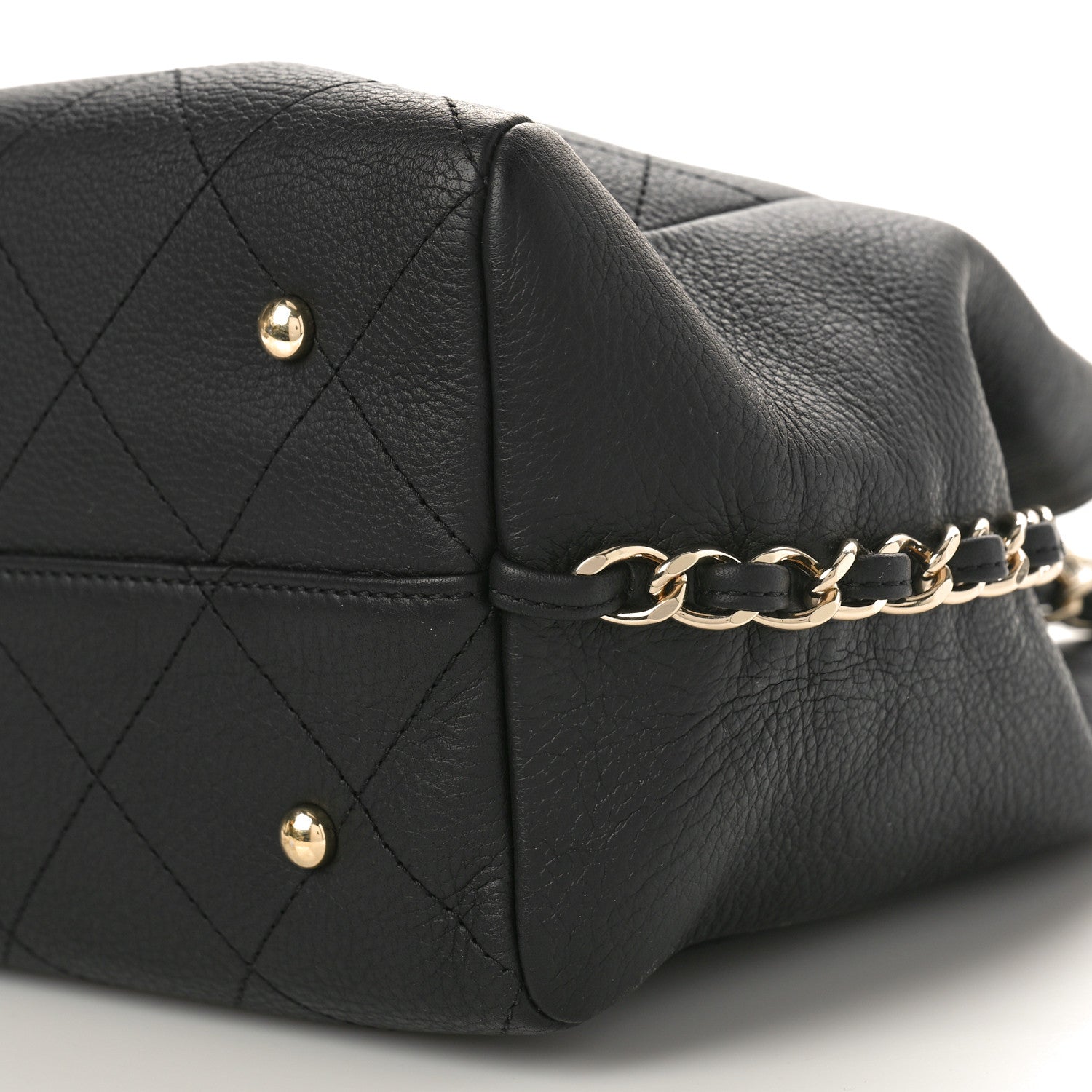 Chanel Bullskin Stitched Medium Shopping Bag Black 9 of 9