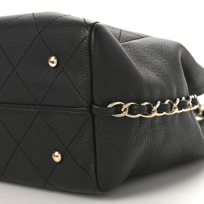 Chanel Bullskin Stitched Medium Shopping Bag Black 9 of 9