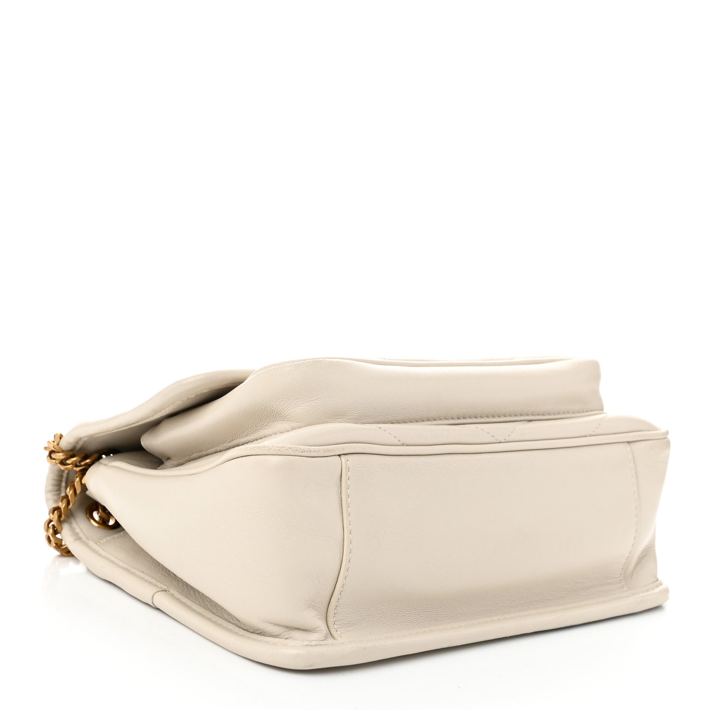 Crinkled Calfskin Matelasse Monogram Baby Niki Chain Satchel Ivory