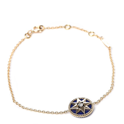 Christian Dior 18K Yellow Gold Lapis Lazuli Diamond Rose Des Vents Bracelet 1 of 7