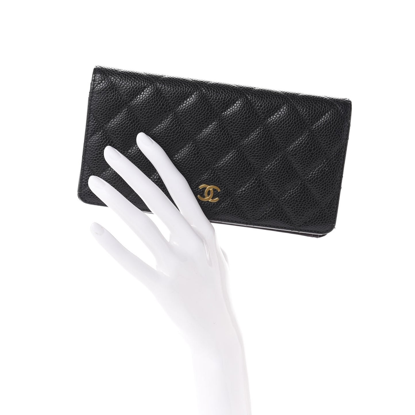 Caviar Quilted Yen Wallet Black