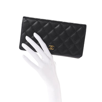 Chanel Caviar Quilted Yen Wallet Black 2 of 14