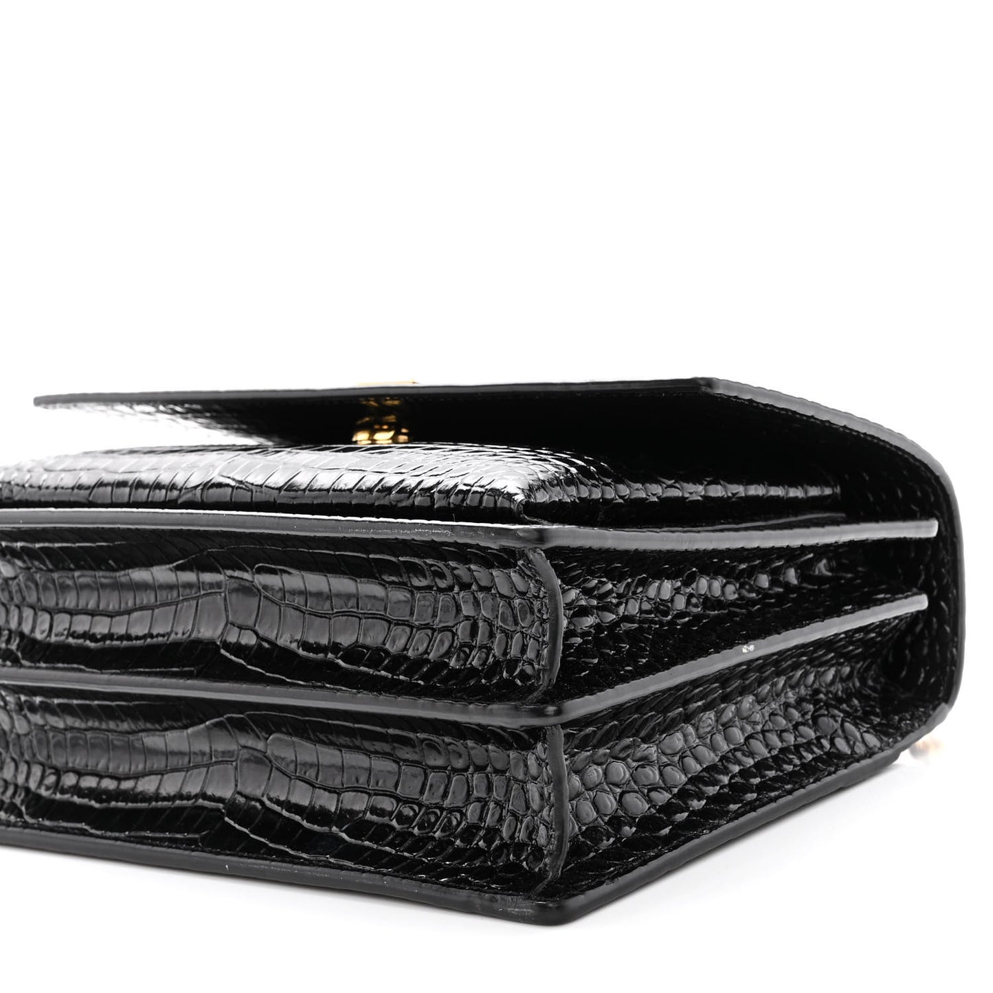 Calfskin Crocodile Embossed Medium Monogram Sunset Black