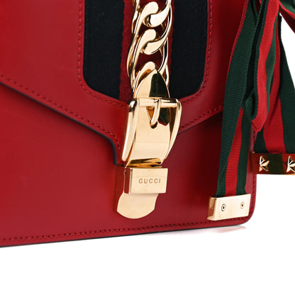 Gucci Calfskin Mini Sylvie Chain Shoulder Bag Hibiscus Red 13 of 14